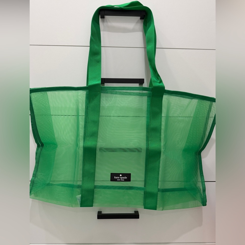 Kate Spade New York Green Transparent Mesh Beach Tote Bag Reusable
